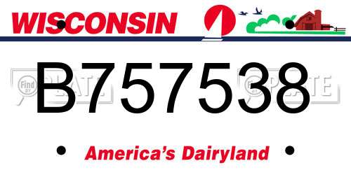 B757538 Wisconsin License Plate
