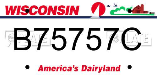 B75757C Wisconsin License Plate