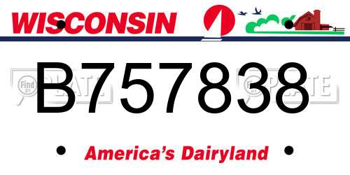 B757838 Wisconsin License Plate