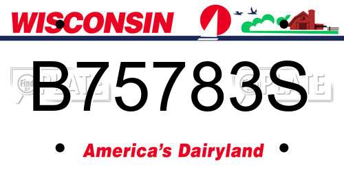B75783S Wisconsin License Plate