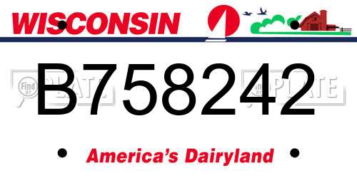 B758242 Wisconsin License Plate