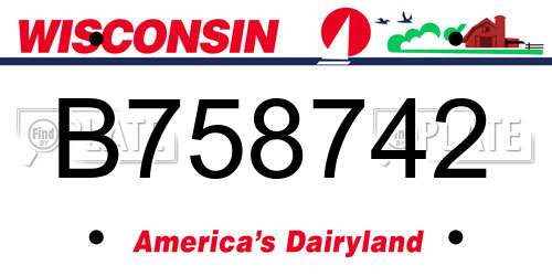 B758742 Wisconsin License Plate