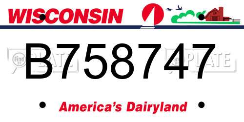 B758747 Wisconsin License Plate