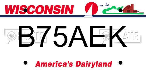 B75AEK Wisconsin License Plate