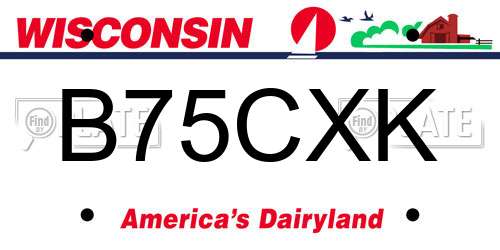 B75CXK Wisconsin License Plate