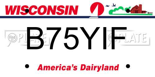 B75YIF Wisconsin License Plate