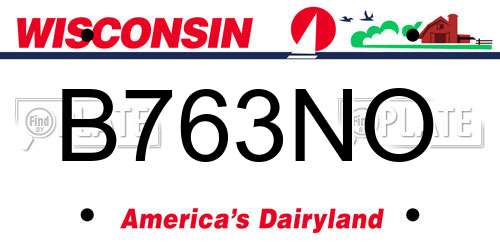B763NO Wisconsin License Plate