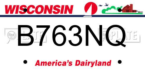 B763NQ Wisconsin License Plate