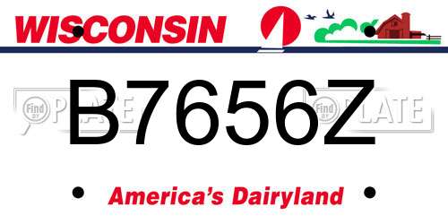 B7656Z Wisconsin License Plate