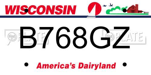 B768GZ Wisconsin License Plate