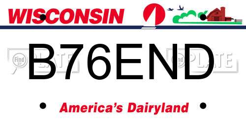 B76END Wisconsin License Plate