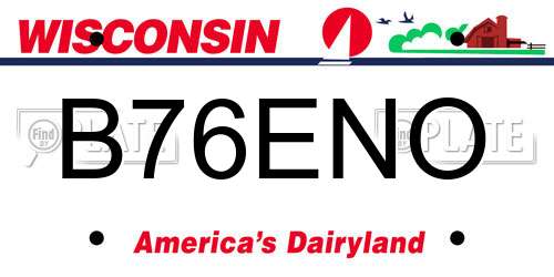B76ENO Wisconsin License Plate