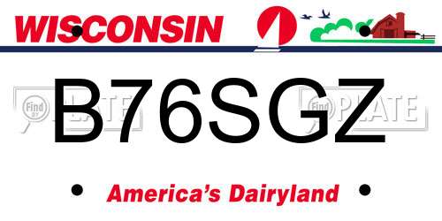 B76SGZ Wisconsin License Plate