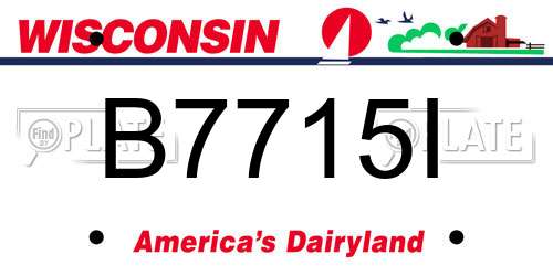 B7715I Wisconsin License Plate