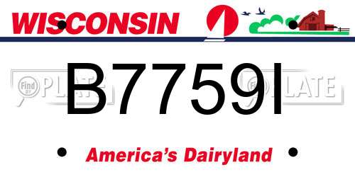 B7759I Wisconsin License Plate