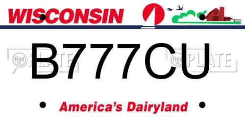 B777CU Wisconsin License Plate