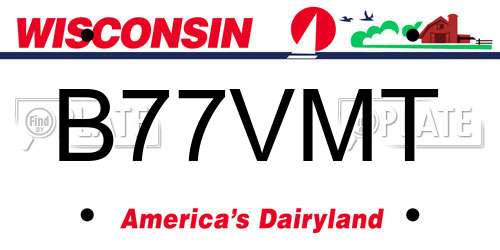 B77VMT Wisconsin License Plate