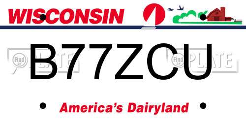 B77ZCU Wisconsin License Plate