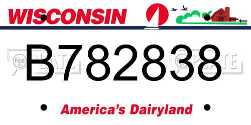 B782838 Wisconsin License Plate