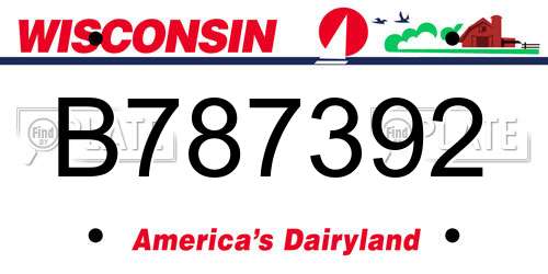 B787392 Wisconsin License Plate