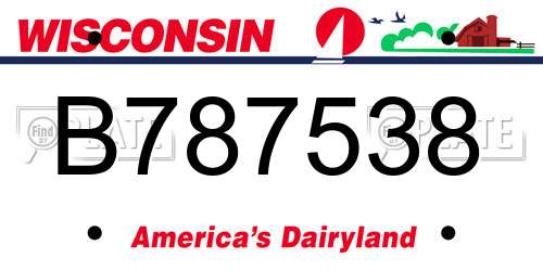 B787538 Wisconsin License Plate