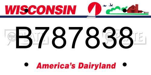 B787838 Wisconsin License Plate