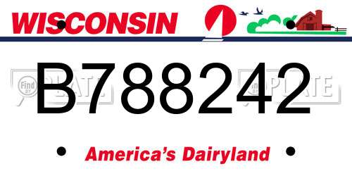 B788242 Wisconsin License Plate