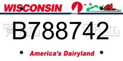 B788742 Wisconsin License Plate