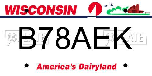 B78AEK Wisconsin License Plate