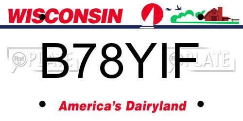 B78YIF Wisconsin License Plate
