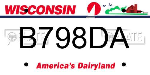 B798DA Wisconsin License Plate