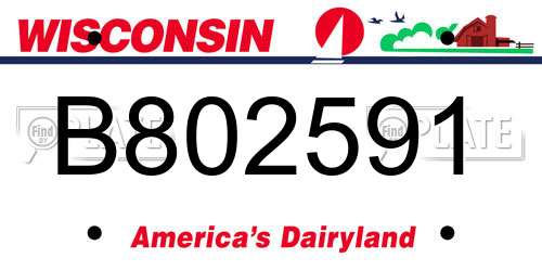 B802591 Wisconsin License Plate
