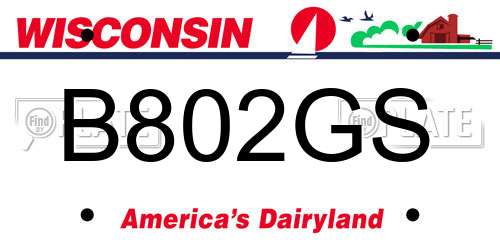 B802GS Wisconsin License Plate