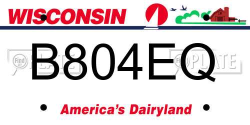B804EQ Wisconsin License Plate