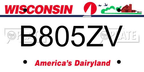 B805ZV Wisconsin License Plate