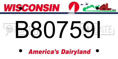 B80759I Wisconsin License Plate