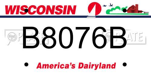 B8076B Wisconsin License Plate