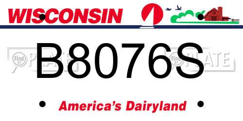 B8076S Wisconsin License Plate