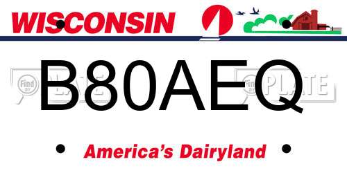 B80AEQ Wisconsin License Plate