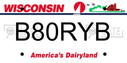B80RYB Wisconsin License Plate
