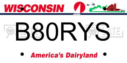B80RYS Wisconsin License Plate