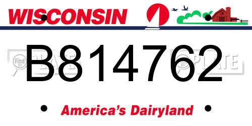 B814762 Wisconsin License Plate