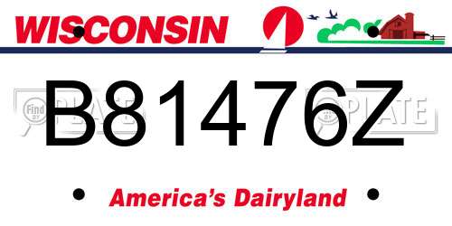 B81476Z Wisconsin License Plate