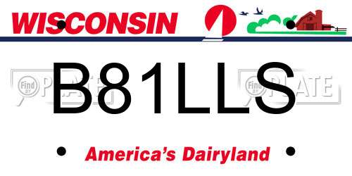 B81LLS Wisconsin License Plate