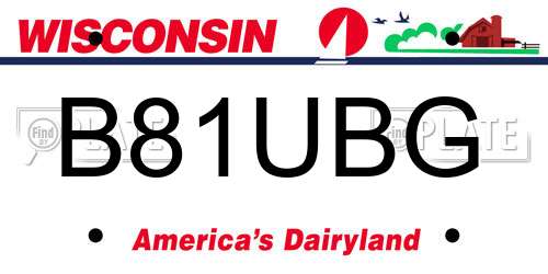 B81UBG Wisconsin License Plate