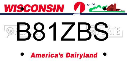 B81ZBS Wisconsin License Plate
