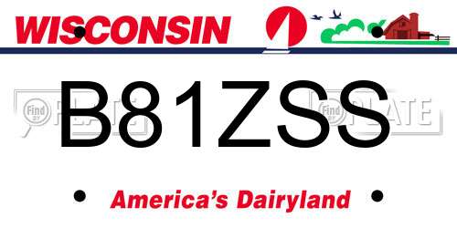 B81ZSS Wisconsin License Plate