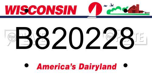 B820228 Wisconsin License Plate