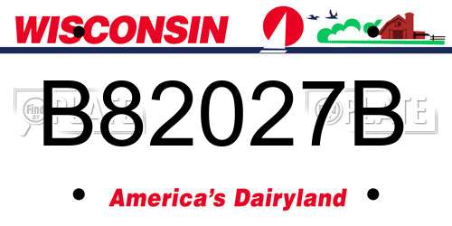 B82027B Wisconsin License Plate