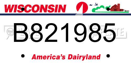B821985 Wisconsin License Plate